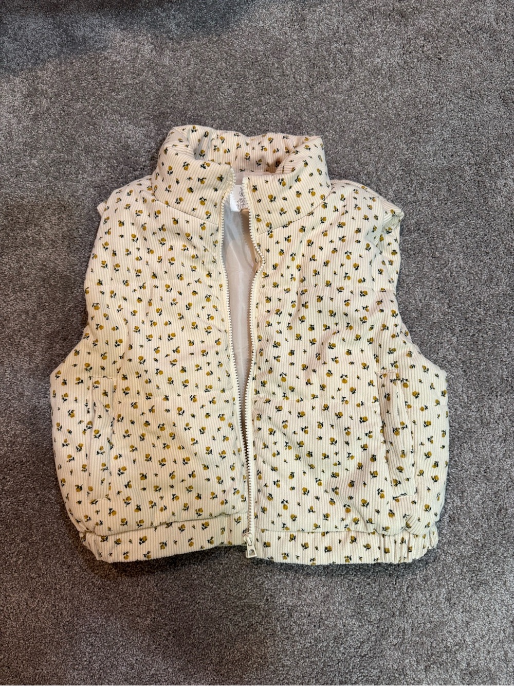 Altar’d State Floral Cream and Yellow Vest